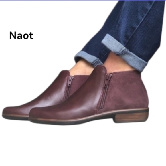 Naot Shoes - 40 NAOT Helm Bordeaux Leather Violet Wine Red Nubuck Ankle Boot Shoe Women 9 9.5